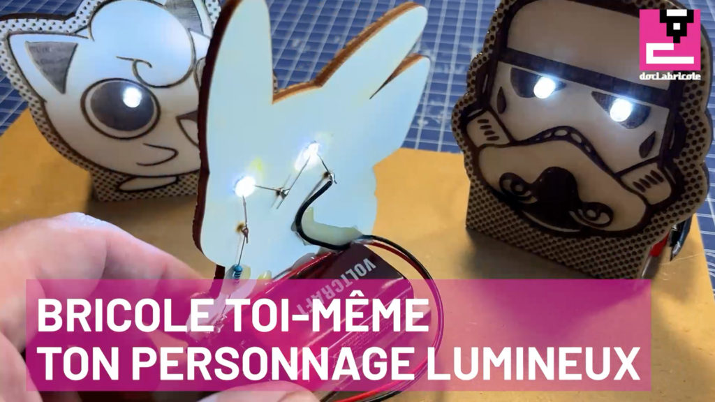 personnage en découpe laser avec des yeux led lumineux